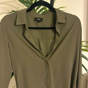 Green button up shirt